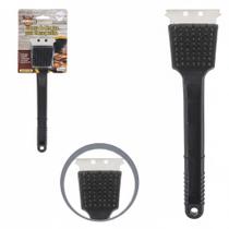 Escova Cerdas Aço Limpar Grelha Churrasqueira C/ Raspador Preto Escova Cerdas Aço Limpar Grelha Churrasqueira C/ Raspador Preto