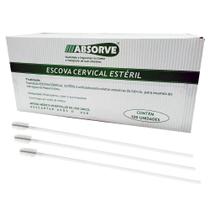 Escova Cervical Plástica Estéril Tradicional (CRAL) - 100 Unidades