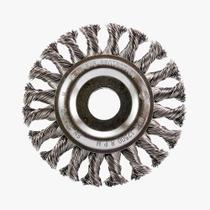Escova Circular Trançada Pequi 115mm x 13mm de Aço Inox Escova Circular Trançada Pequi 115mm x 13mm de Aço Inox