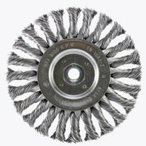 Escova Circular Trançada Pequi 150mm x 13mm M14 de Aço Temperado Escova Circular Trançada Pequi 150mm x 13mm M14 de Aço Temperado