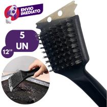 Escova Com Raspador 12" Limpa Grelha Churrasqueira Grill Premium Churrasco Aço Inox
