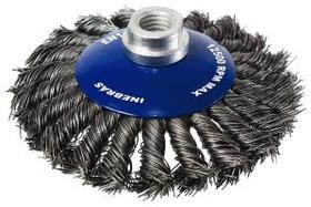 Escova conica trancada 4.1/2pol d.100 e.013 rosca m14 ac 0.60 inebras