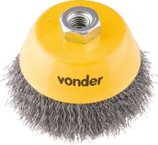 Escova copo ondulada 4" rosca m14 aço carbono polido 8500rpm - Vonder Escova copo ondulada 4" rosca m14 aço carbono polido 8500rpm - Vonder