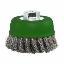 Escova Copo Trançada Pequi 4 x 100mm M14 de Aço Inox Escova Copo Trançada Pequi 4 x 100mm M14 de Aço Inox