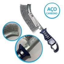 Escova de Aço Carbono Com Cabo Plástico Manual Para Limpar Grelha de Churrasqueira Ferrugem Tinta - Brasfort