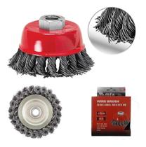 Escova de Aço Circular 75 mm Trançada Tipo Copo com Rosca M14 MTX