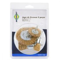 Escova De Aco Circular Brasfort Jogo 5 Pecas Latonadas Com Haste - 7270