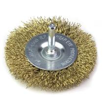 Escova De Aço Circular Com Haste Latonada 50 X 8