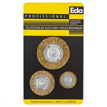 Escova De Aco Circular Eda Jogo 3 Pecas Com Haste - 7Gj