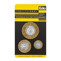 Escova De Aço Com 3 Peças Redondas (7gj) Eda Escova De Aço Com 3 Peças Redondas (7gj) Eda
