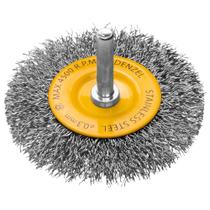 Escova de Aço Inox Circular com Haste 75 x 17 mm - DENZEL