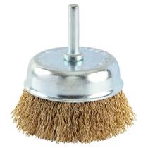 Escova de Aço Latonado Tipo Copo com Haste D75 - 7256 - BRASFORT