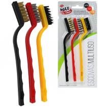 Escova De Aco / Nylon Cabo Plastico Max Clean Colors 3 Pecas Escova De Aco / Nylon Cabo Plastico Max Clean Colors 3 Pecas