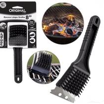 Escova De Aço Para Limpar Grelha Churrasqueiras Com Raspador - Original - SL0173