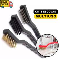 Escova De Aço Para Limpar Grelha De Churrasco Limpeza Pesada Conjunto 3 De Escovas