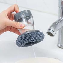 Escova De Aço Para Limpeza Esponja Panela Fogão Louça Cozinha Porta Sabão Dispenser Multiuso
