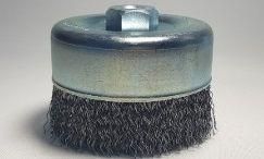 Escova de aco tipo copo 4 POLEGADAS ou 100MM ondulada aco carbono 8500 rpm M14 SUPER REFORÇADA