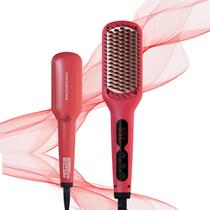 Escova de alisamento de cabelo MEGAWISE Tomato Red 2 em 1