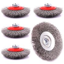 Escova de arame LSTOPGO, roda de arame frisado grosso de 4 polegadas, pacote com 5 Escova de arame LSTOPGO, roda de arame frisado grosso de 4 polegadas, pacote com 5