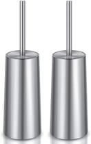 Escova de banheiro, pacote com 2 unidades de aço inoxidável com suporte Wsedor Silver Escova de banheiro, pacote com 2 unidades de aço inoxidável com suporte Wsedor Silver