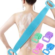 Escova de Banho para Costas Esticável de Silicone Massageadora Esfregão Esponja Alça Dupla Face Limpeza Braços Pernas Pés Corpo Esfoliante Corporal