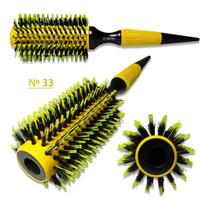 Escova De Cabelo Amarela Cerdas De Javali Mista Térmica Madeira Escova De Cabelo Amarela Cerdas De Javali Mista Térmica Madeira