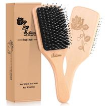 Escova de cabelo Basisme Boar Bristle com pinos desembaraçadores Escova de cabelo Basisme Boar Bristle com pinos desembaraçadores