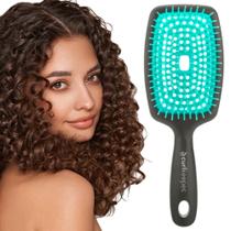 Escova de cabelo Curl Keeper Flexy, turquesa Escova de cabelo desembaraçadora com cerdas flexíveis para usar no chuveiro, pentear os cachos e remover emaranhados Acessórios de cabelo leves para todos os tipos de cabelo