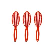 Escova De Cabelo Darma Flex 339 Oval Laranja - Kit Com 3Un