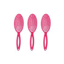 Escova De Cabelo Darma Flex Oval 338 Pink - Kit Com 3Un Escova De Cabelo Darma Flex Oval 338 Pink - Kit Com 3Un