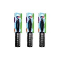 Escova de Cabelo Darma Flex Reta Preta - Kit C/ 3un