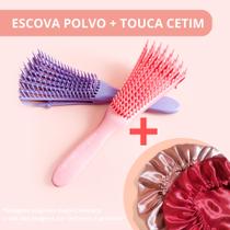 Escova de Cabelo Desembaraçadora Polvo + Touca de Cetim Anti-Frizz Cacheadas Cachos - Hashi Cosmetics