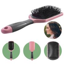 Escova de Cabelo Desembaraçar Raquete Premium Profissional Almofadada Dompel Rosa