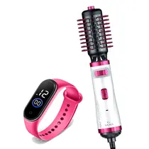 Escova De Cabelo Gama Italy Profissional Rotativa 1100w Secadora Alisadora Preto Bivolt Relógio Led