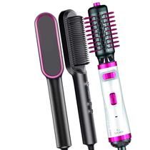 Escova De Cabelo Gama Italy Profissional Rotativa 1100w Secadora Alisadora Rosa Bivolt Escova 2 em 1 Hq