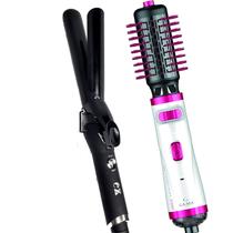 Escova De Cabelo Gama Italy Profissional Rotativa 1100w Secadora Alisadora Rosa Bivolt Modelador Cacheador