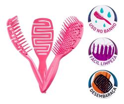 Escova De Cabelo Maya Dompel Anti Frizz e Anti Estática Flexível Rosa