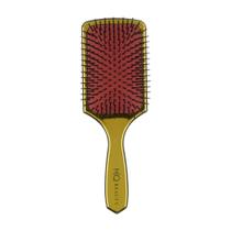 Escova De Cabelo Mq Profissional Raquete Almofadada Nylon Metallic Gold Grande 05.017