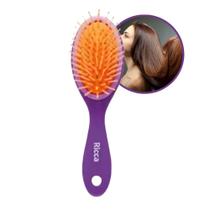 Escova de Cabelo Oval Midi Purple Pequena Roxa Base Almofadada Ricca Escova de Cabelo Oval Midi Purple Pequena Roxa Base Almofadada Ricca