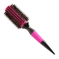 escova de cabelo profissional cerâmica com cerdas de javali escobel 34mm rosa