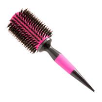escova de cabelo profissional cerâmica com cerdas de javali escobel 44mm rosa