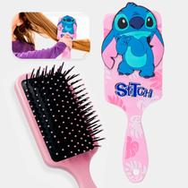 Escova de Cabelo Raquete Disney Stitch Rosa Infantil e Adulto