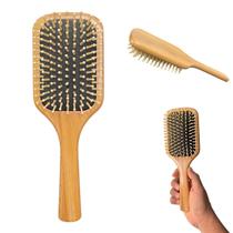 Escova De Cabelo Raquete Madeira Almofadada Desembaraçar