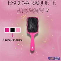 Escova de Cabelo Raquete Pentear e Desembaraçar Almofadada Quadrada Tamanho G