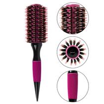 Escova de Cabelo Redonda Térmica Cerdas Duplas Rosa 33mm Penteados Salão de Beleza Hair Cabelos Lisos Modelados