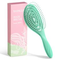Escova de cabelo SHINLEA Detangle Anti Tangle Spiral Wet & Dry Green