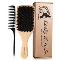 Escova de cabelo Sosoon Boar Bristle Paddle 100% pura para todos os cabelos Escova de cabelo Sosoon Boar Bristle Paddle 100% pura para todos os cabelos