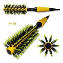 Escova De Cabelo Térmica Amarela Cerdas Javali Mista Ref. 16