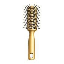 Escova de Cabelo Tunel Vazado Pompadour Modeladora Desembaraçadora e Antiestática Para Secador Penteados Dourada