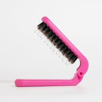 Escova de cabelo Uffy MiniPop Travel Folding Boar Bristles Pink Escova de cabelo Uffy MiniPop Travel Folding Boar Bristles Pink